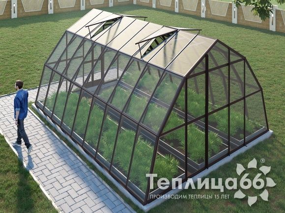 Теплица Рада Нил под стекло, 4,5х6 метров, коричневая